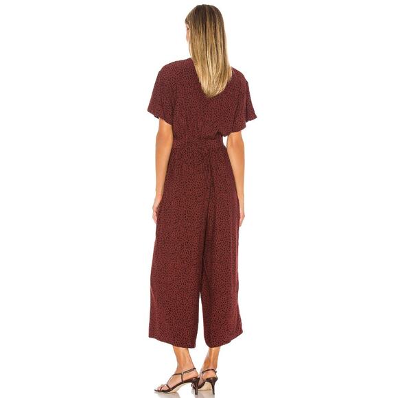 Rails Jet Rust Spotted Jumpsuit &Sash S Stretch Waist Wide Leg Red/Brn Holiday - Picture 2 of 16